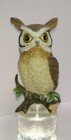 Vintage Ceramic Owl Figurine 4  Figure Perched On Log