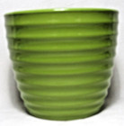 Vintage Chartreuse Lime Green Pottery Flower Pot Planter Horizontal Ridges 5 