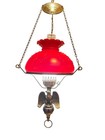 Vintage Ethan Allen American Federal Eagle Hanging Lamp White red Glass 10  Rare