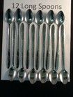 Twelve 12 Iced Tea Spoons Stainless Steel Long Handle Ice Cream 7 5  Desert Soda