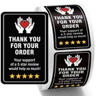 500 Pcs Thank You Stickers For Orders - 2  Square  Black  Self-adhesive Labels