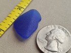 Genuine Beach Sea Glass Surf Tumbled Cobalt Blue Curve Shape Frosted Pendant H1