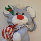 Vintage 1987 Fisher-price Puffalump Gray Nylon Christmas Mouse Candy Cane Plush