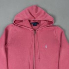 Ralph Lauren Hoodie Womens Medium Pink Full Zip Sweatshirt Knit Embroidered Logo
