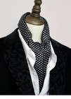 Mens 100 Silk Scarf Vintage Black Polka Dot Double Layer Long Neckerchief Gift