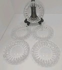 5 Vintage Clear Pressed Glass Starburst Coasters Set Fan Cut Sunburst Barware