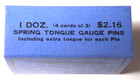 Nos Museum Quality Box E L Megill Spring Tongue Gauge Pins 1 Dozen Estab 1870