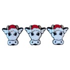  3  Vtg Punch Needle Embroidery Cute Christmas Cows Santa Hat Applique Patch 4 