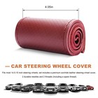 Genuine Leather Steering Wheel Cover  15 Inch Stitch On Wheel Wrap With Needl   