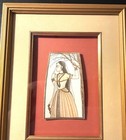 Indo-persian Miniature 4 X2 5 Inch  Framed Painting Of Mughal Queen On Bone