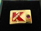 Kmart 10 Years Employee Service Award Pin Tie Tack With Pink Gem Vintage