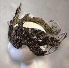 Antique Indonesia Metal Bridal Crown Tiara Headdress Adjustable With Rhinestones