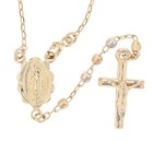 Religious Rosary Cross Beaded 17  Necklace 14k Multi-tone Gold 6 41 Grams