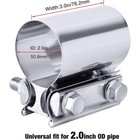 2  Inch Stainless Steel Butt Joint Band Exhaust Clamp Sleeve Coupler T304