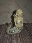 Ceramic Mermaid Figurine Sculpture Pearlescent Statue Coastal Beach Decor
