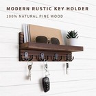 Wooden Key Holder For Entryway Decor Wall Mounted Mail Organizer And Key Hanger 
