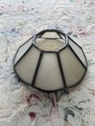 Vintage Tiffany Style Leaded Glass Lamp Shade     White Slag Glass 8 Panel Accent