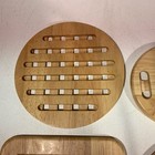 Set Of 4 Wooden Trivet Hot Pads Dansk Crate   Barrel Round Square Oval