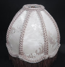 Vtg Victorian Style  Floral Damask Scallop Dome Lamp Shade W  Fringe  Dusty Rose