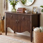 40  Fluted Buffet Cabinet  Sideboard Credenza With Drawer walnut   Retro storage