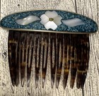 Vintage Alpaca Mexico Mother Of Pearl Abalone Burst Inlay Hair Barrettes   Comb