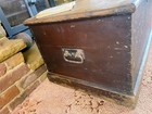Old Antique Pine Chest  Vintage Wooden Storage Trunk  Blanket Box  Coffee Table 