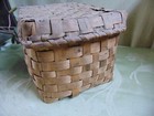 Antique Black Ash Splint Basket With Stamped Design