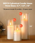 Pillar Candles And Glass Vases Set 36 Pcs  Clear Cylinder Hurricane Candle Holde