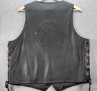  Wilsons Leather Black Leather Biker Vest Embossed Eagle Vntg Men L Excellent 