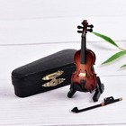 1pc Mini Violins Ornament Miniature Violins Stand Case Dollhouse Home Decoration