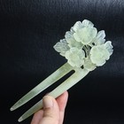 Natural Xiuyan Jade Flower Hairpin vintage-inspired Hair Accessory For Women B26