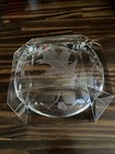 Vintage Clear Glass Ashtray With Leaf Etching   Very Nice