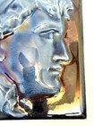 Antique J   J  G  Low High Relief Art Tile Classical Profile Of Woman 6    Blue