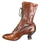 Antique Victorian Women   s Brown Leather Lace Up Ankle Boots Size 6 Narrow