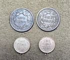 1838 And 1848 Large Cents Plus A Couple Of Bezeled Wheats