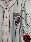New  Marvel Deadpool White Striped Baseball Jersey  men   s  3xl  Polyester Nwt