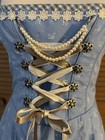 Alphorn Floral Dirndl Authentic Oktoberfest Dress 36  us 6  Blue Cottagecore
