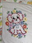 Vintage Handmade Hand Embroidered Animals Baby Nursery Quilt Crib Blanket 36x30