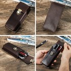Full Grain Leather Pen Case Handmade 3 Fountain Pen Holder Storage Pouch Box