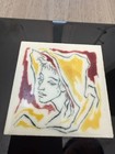 Vtg Raphael Soyer 6 x6  American Artist Group Ceramic Deluxe Tile Felt Aag Mcm