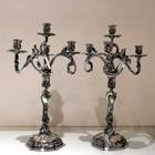 19th Century Pr French Antique Four Light Cast Silverplate Candelabra Circa 1865