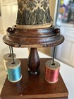Antique Victorian Wood Sewing Caddy W  Drawer   Pincushion