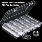 100pcs 18mm Airtight Direct Fit Coin Capsules Holders Display Case For Us Dimes