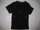 Jolie   Joy Girls 10-12 Cherry Embroidery Ribbed Lace Trim Skinny Fit Tee Black