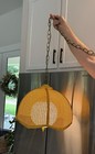 Vtg Mid Century Modern Wicker Swag Hanging Lamp Light Boho Rattan Mcm Pendant