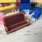 Mixed Lot Kids Doll Playhouse Furniture- Table Chairs Cabinets Bench Barbie