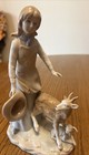 Vintage Japan Porcelain Figurine Girl With Goats