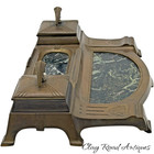 Antique Bronze   Marble Art Nouveau Arts   Crafts Inkwell Stand 1915 Original