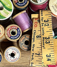 100 Pc Miscellaneous Vintage Sewing Notions Items Wood Spools Thread Needles Lot