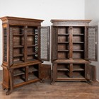 Pair  19th Century Italian Walnut Bookcases With Open Grillwork Display Cabinet